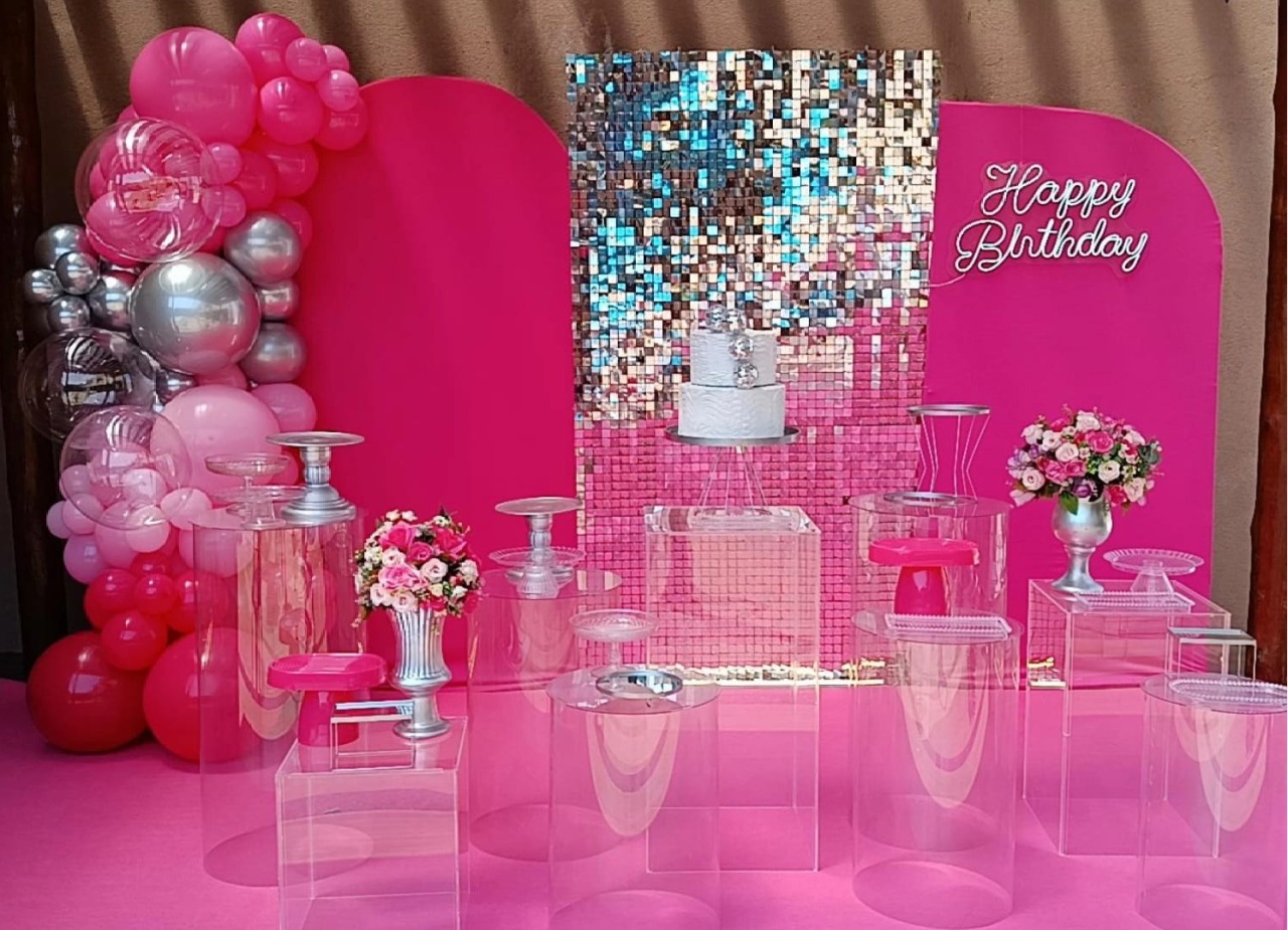 Rosa Pink Com Prata - PEQUENINO FESTAS