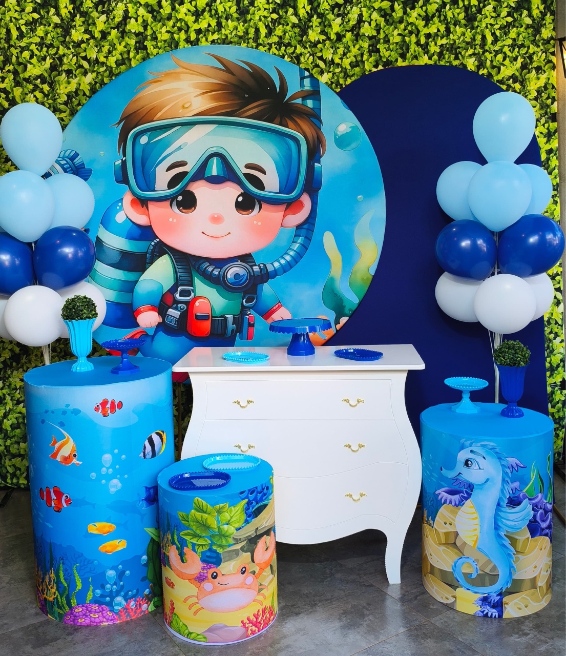 Fundo Do Mar Mergulhador - Kit Ouro   - Pegue e Brilha Decorações 