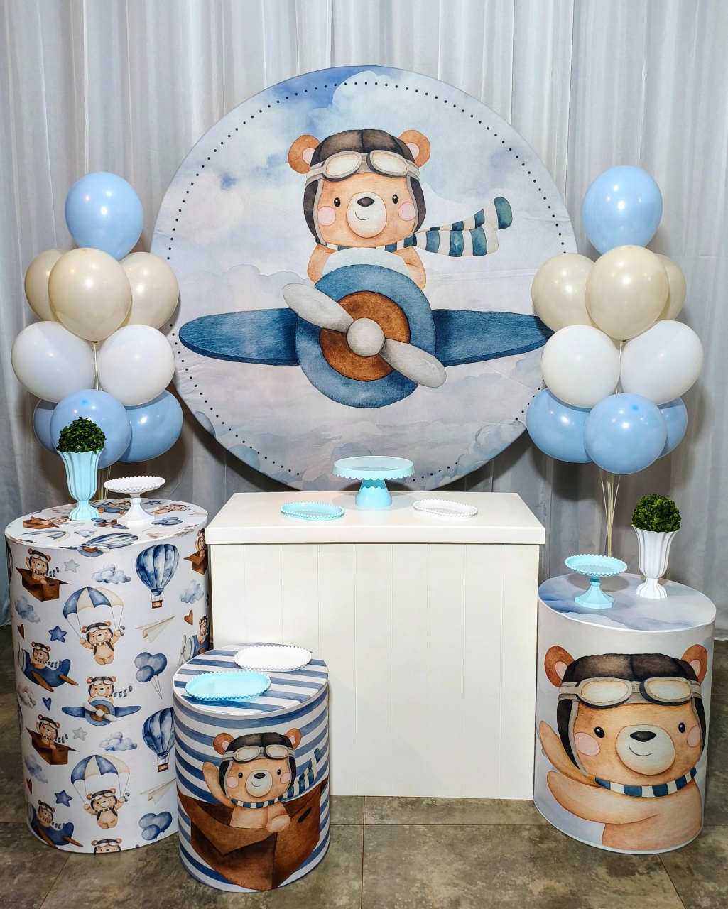 Ursinho Aviador - Kit Prata  - Pegue e Brilha Decorações 