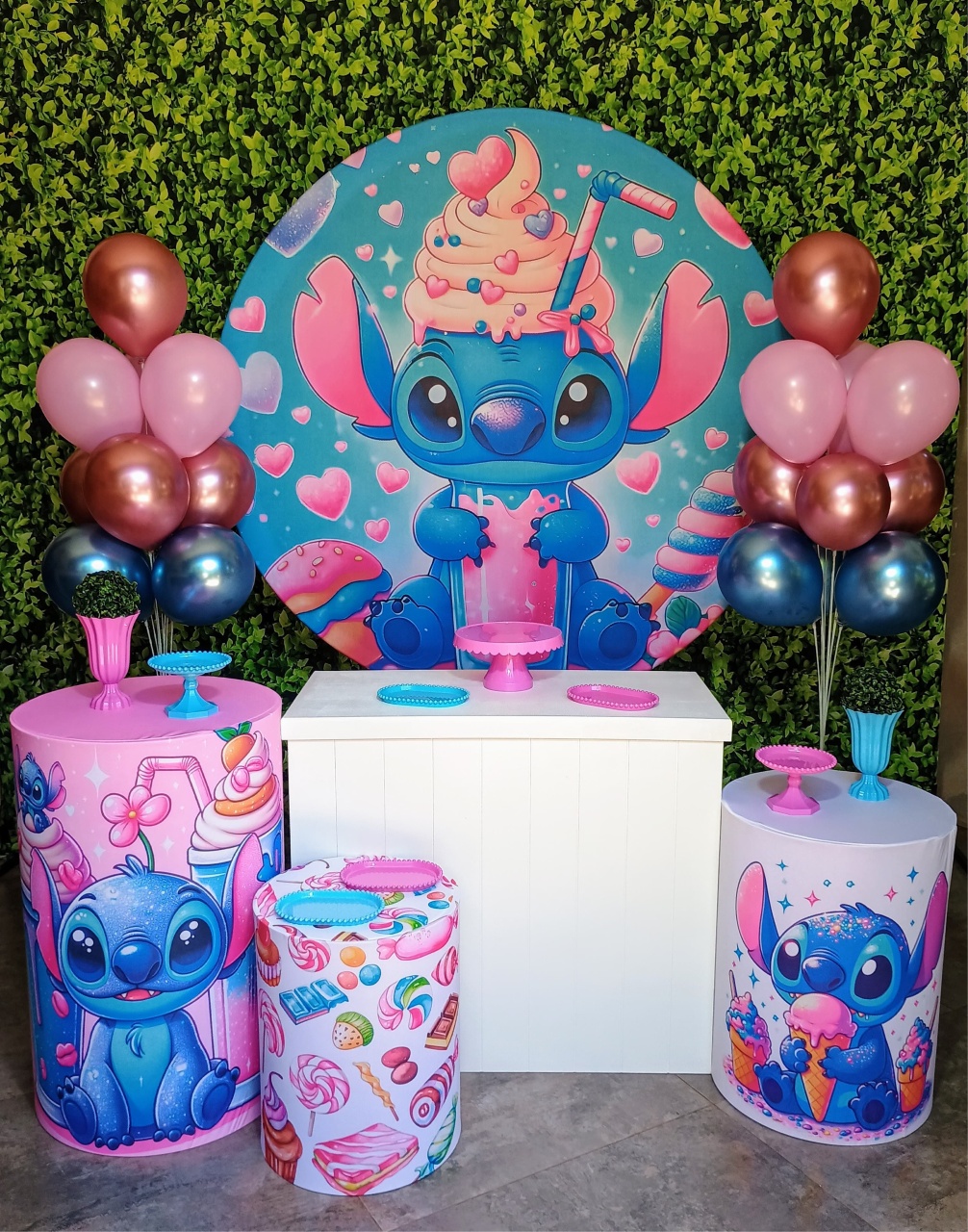 Stitch Doces - Kit Prata  - Pegue e Brilha Decorações 