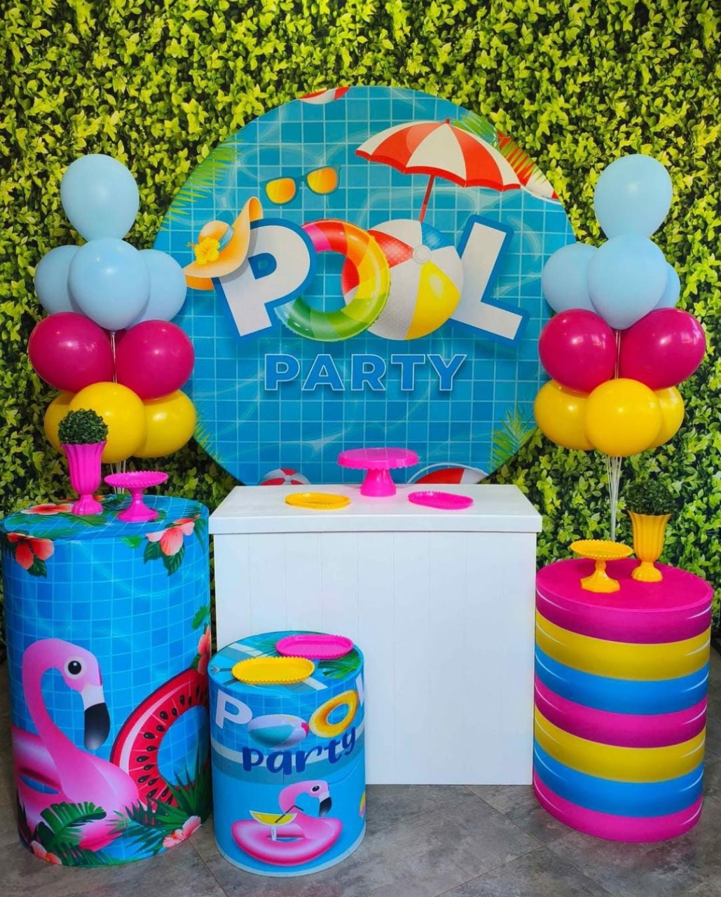Pool Party Menina - Kit Prata  - Pegue e Brilha Decorações 