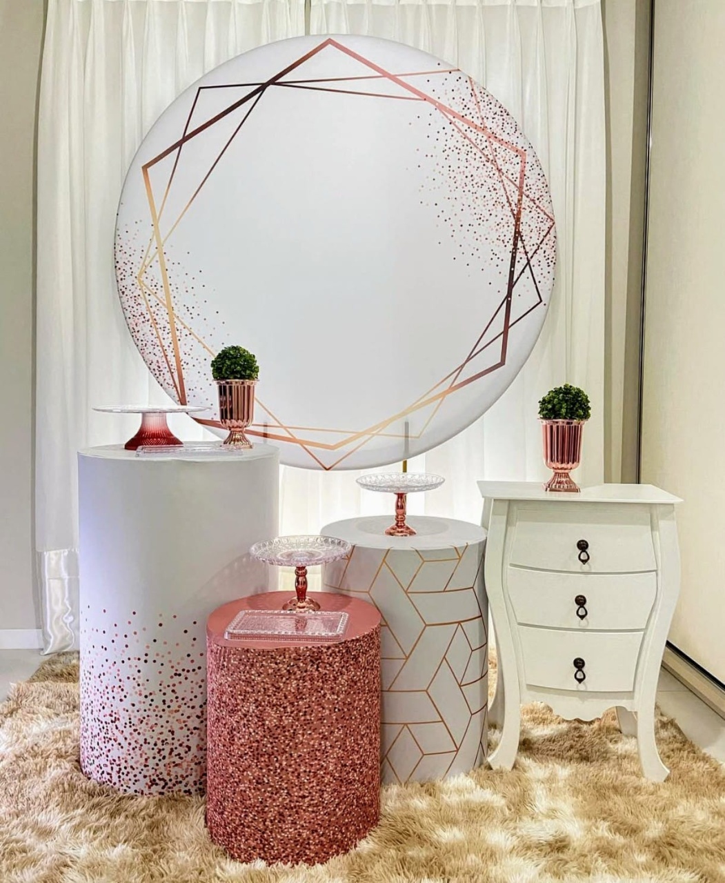 Rosê C/ Branco Feminino - Kit Bronze    - Pegue e Brilha Decorações 
