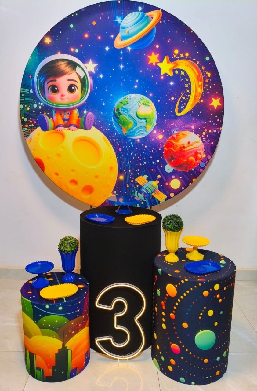 Astronauta Baby - Kit Bronze + Número de Led - Pegue e Brilha Decorações 