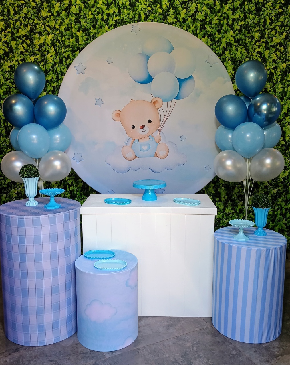 Ursinho Baby Azul - Kit Prata  - Pegue e Brilha Decorações 
