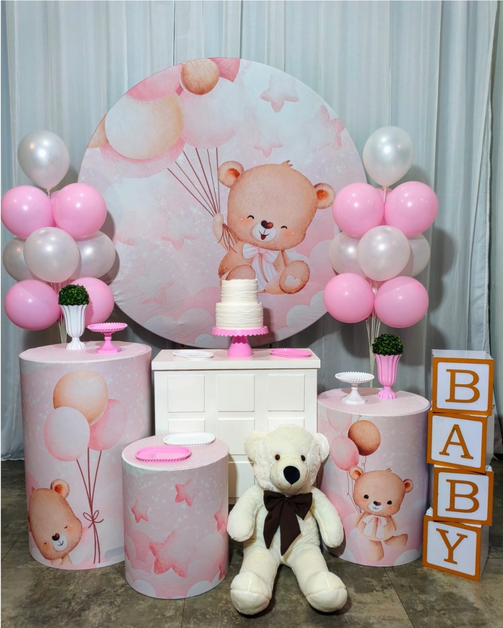 Ursinha Rosa - Kit Prata - Pegue e Brilha Decorações 