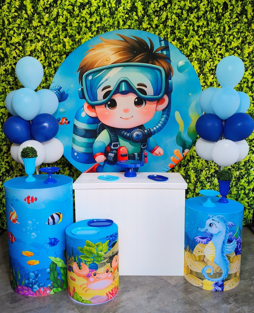 Fundo Mar Mergulhador - Kit Prata  - Pegue e Brilha Decorações 