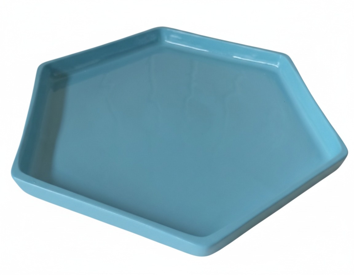 Bandeja Baixa Sextavada Azul  - José e maria festas