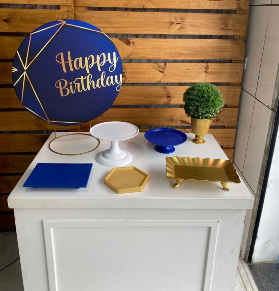 Mini Kit - Heppy Birtday Azul Com Dourado - José e maria festas