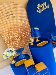 Alugue Tema Para Festa Decoração Azul Dourado - imagem 2