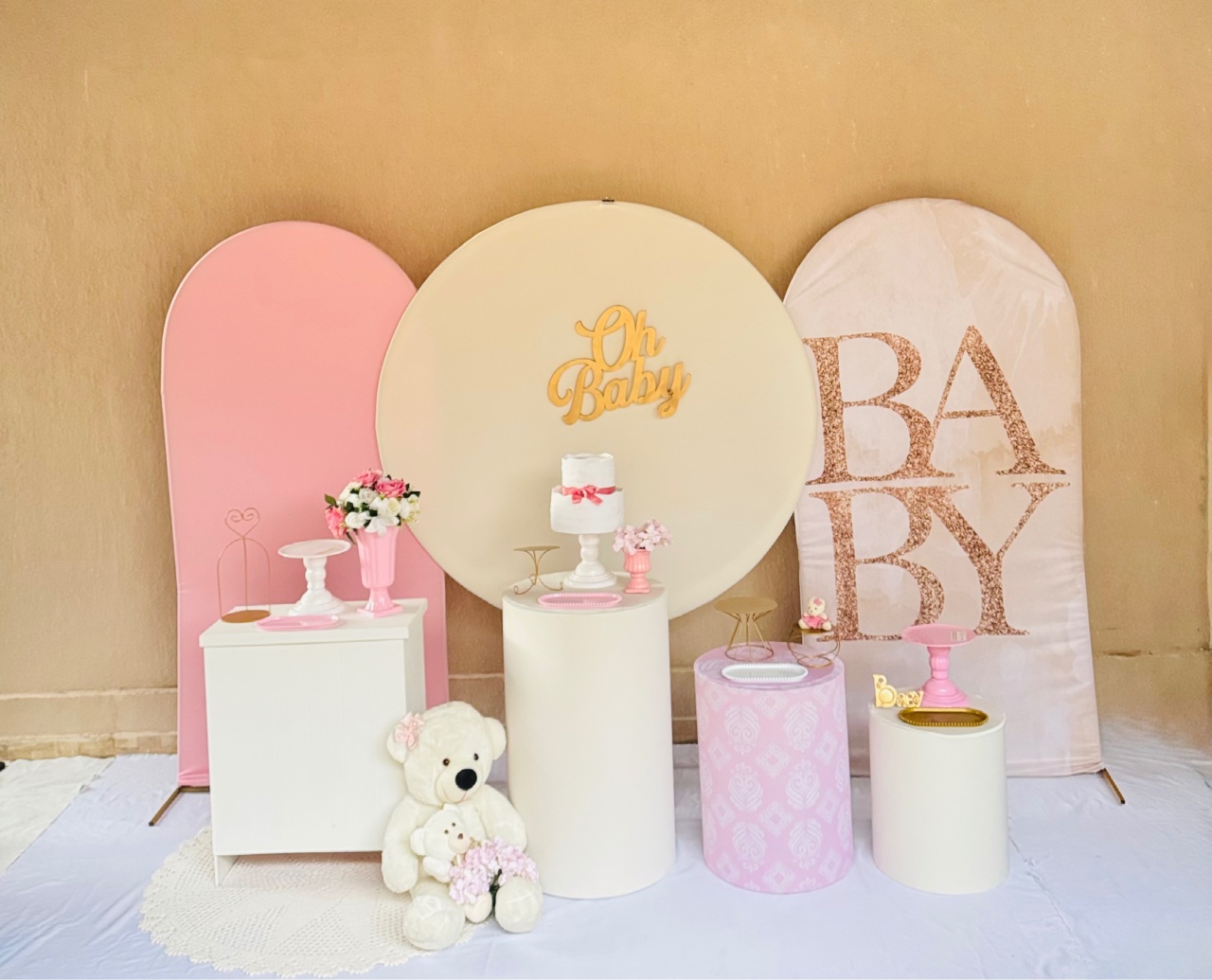 Alugue Tema Para Festa Decoração Chá de Bebê Menina Rosa - Abra Cadabra Pegue e Monte