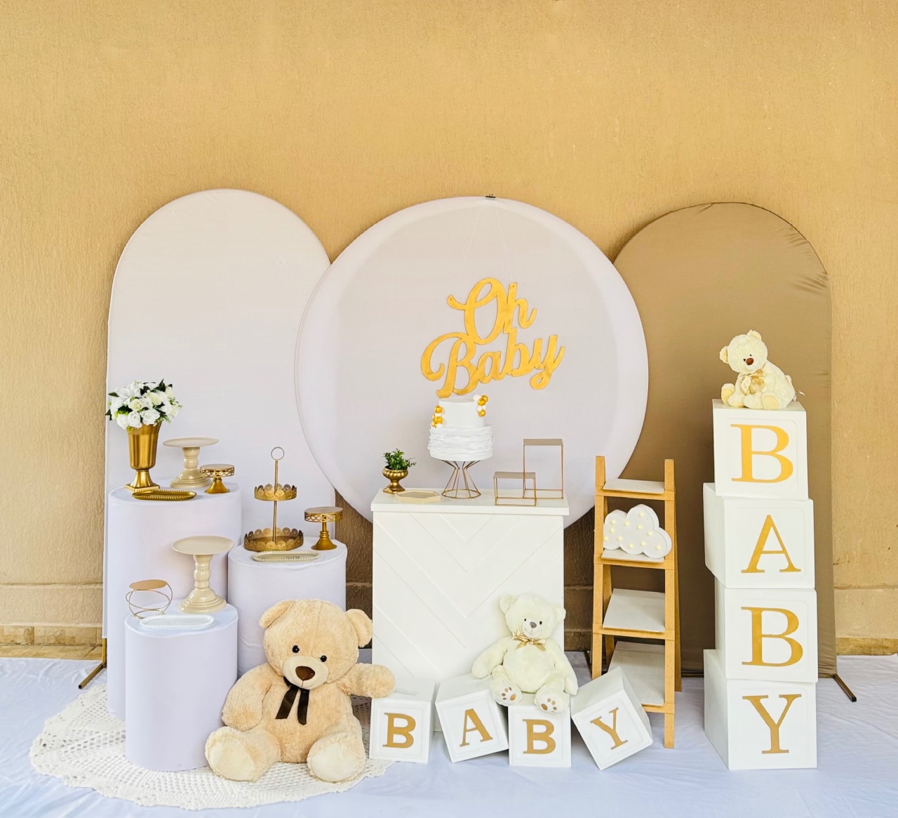 Alugue Tema Para Festa Chá de Bebê Branco E Marrom  - Abra Cadabra Pegue e Monte