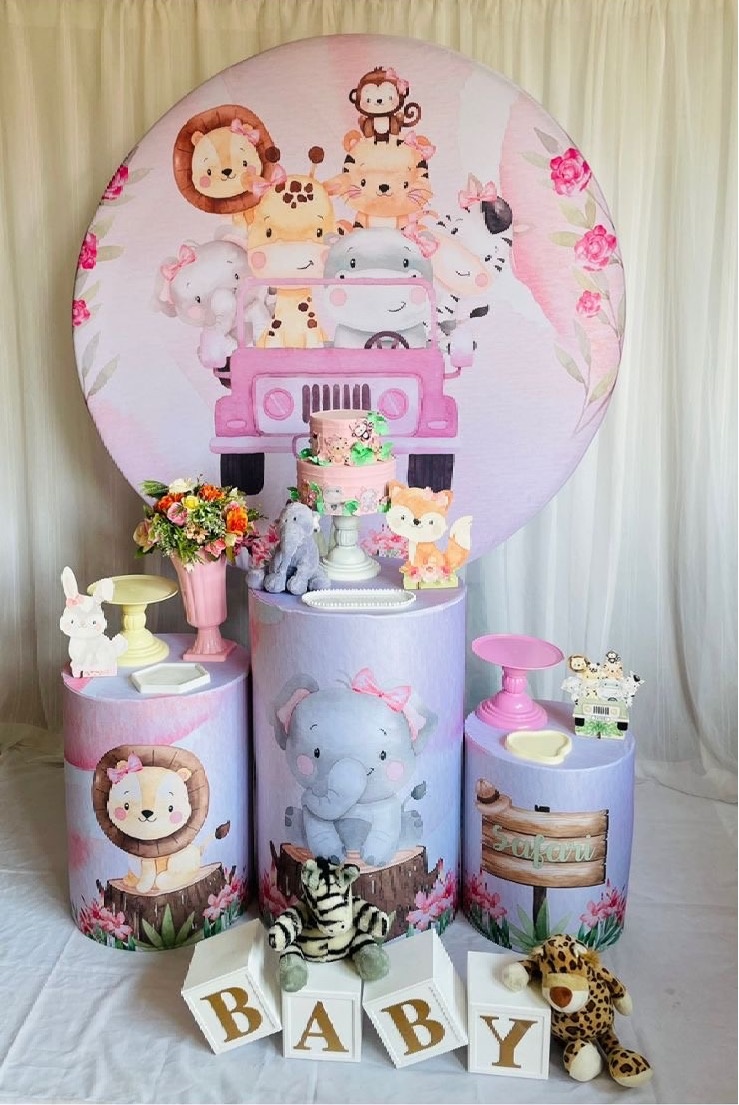 Alugue Tema Para Festa Decoração Safari Menina Baby - Abra Cadabra Pegue e Monte