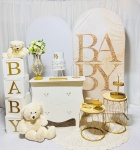Alugue Tema Para Festa Chá de Bebê Branco Com Dourado  - imagem 1