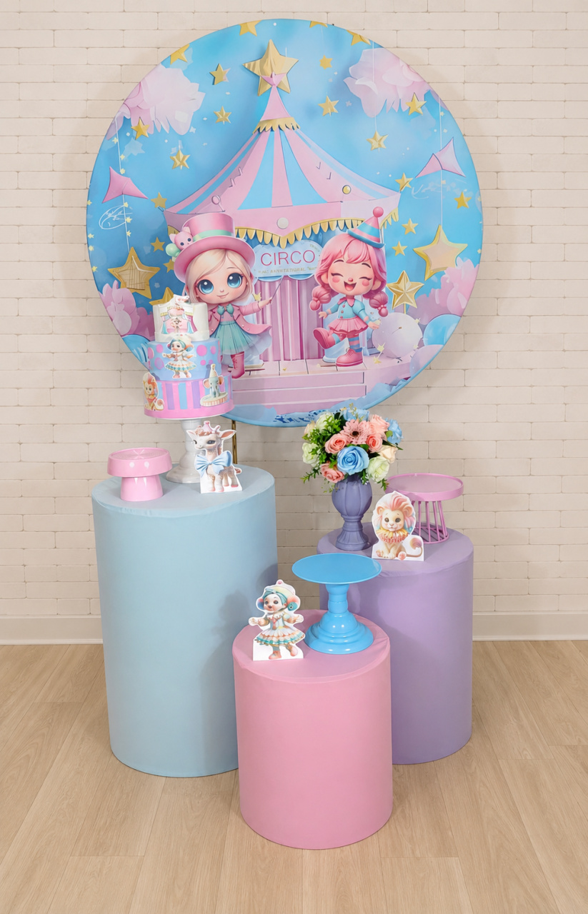 Alugue Decoração Circo Rosa ( Modelo 1) - HZM Decoração e Locação