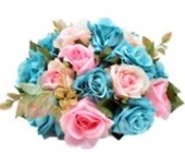 Arranjo de Flores Azul E Rosa - Amanda Bastos Decor