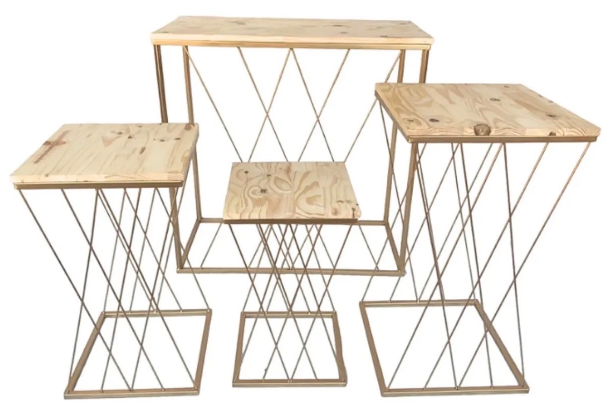 Kit Mesa Treliça 4 Peças - Amanda Bastos Decor