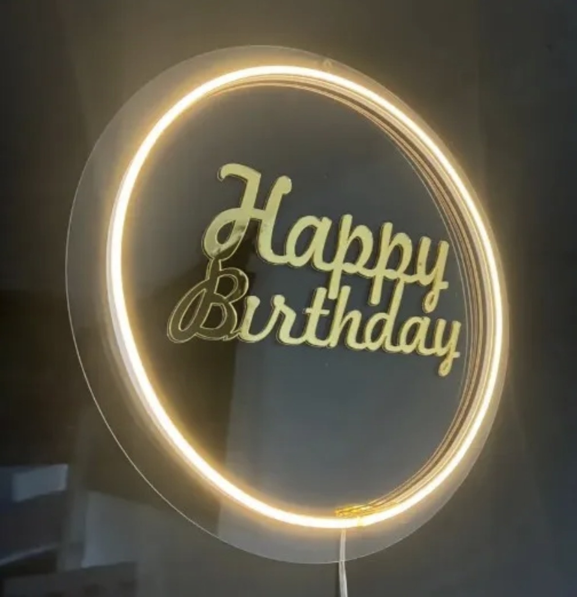 Letreiro Acrílico Happy Birthday Em Led 30X30 - Amanda Bastos Decor