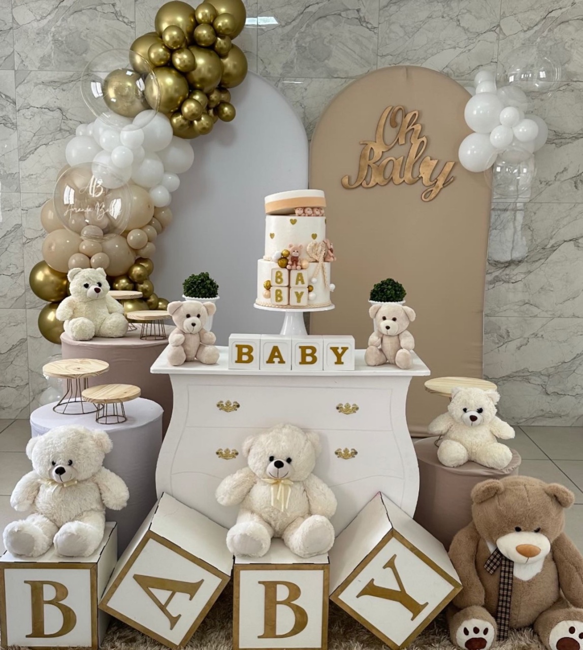 Chá de Bebê Branco 1 - Amanda Bastos Decor
