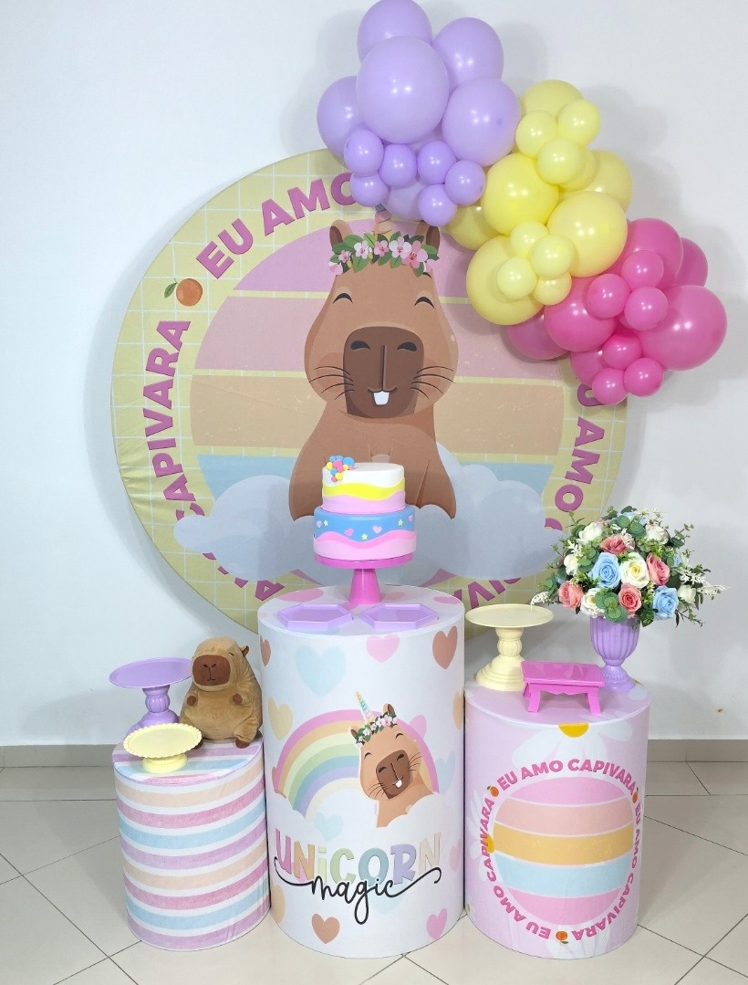Capivara Rosa - Kit 1  - SaDecora