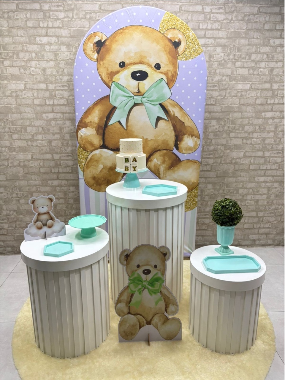Urso Laço Verde Kit Prata (1) - Iara Maria Arruda da Silva