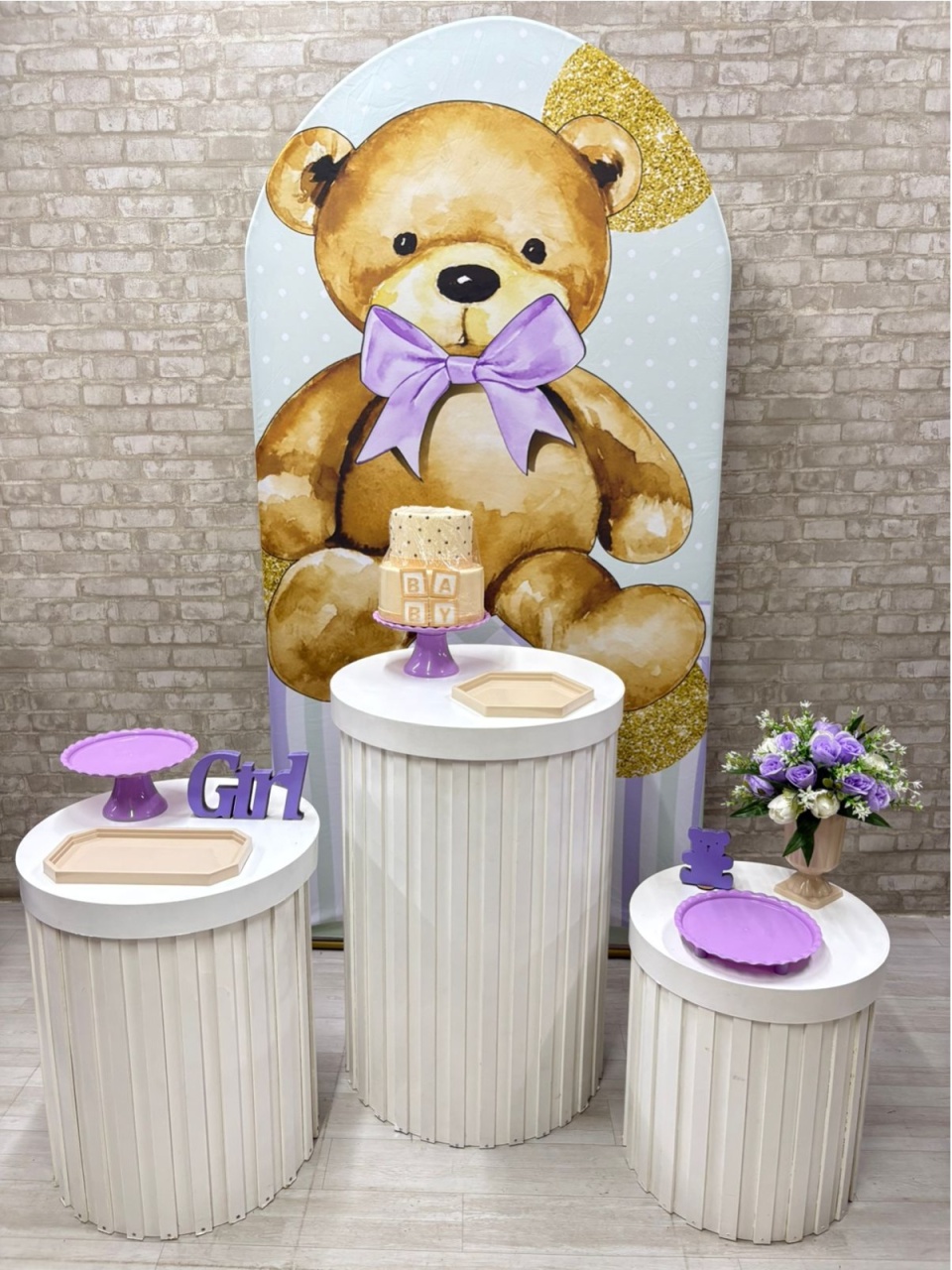 Urso Laço Lilás Kit Prata (2) - Iara Maria Arruda da Silva