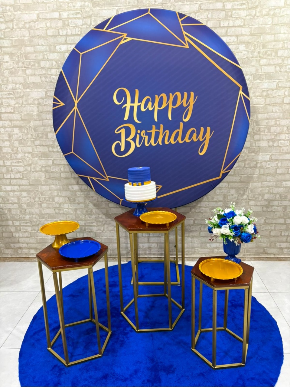 Happy Birthday Kit Prata (Royal/Dourado) - Iara Maria Arruda da Silva