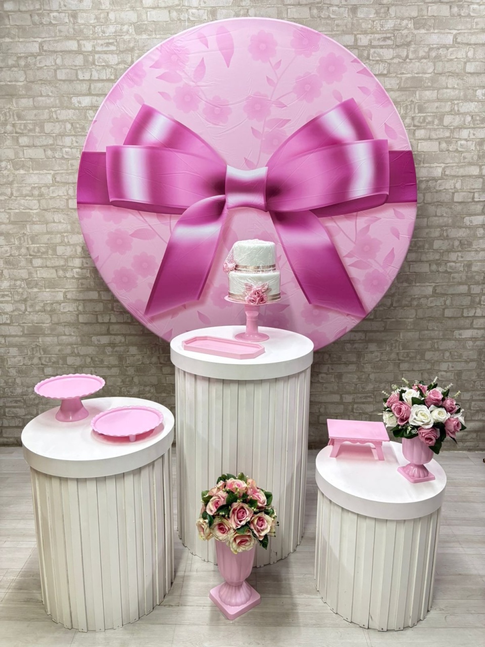 Laço Rosa  Kit Prata     - Iara Maria Arruda da Silva