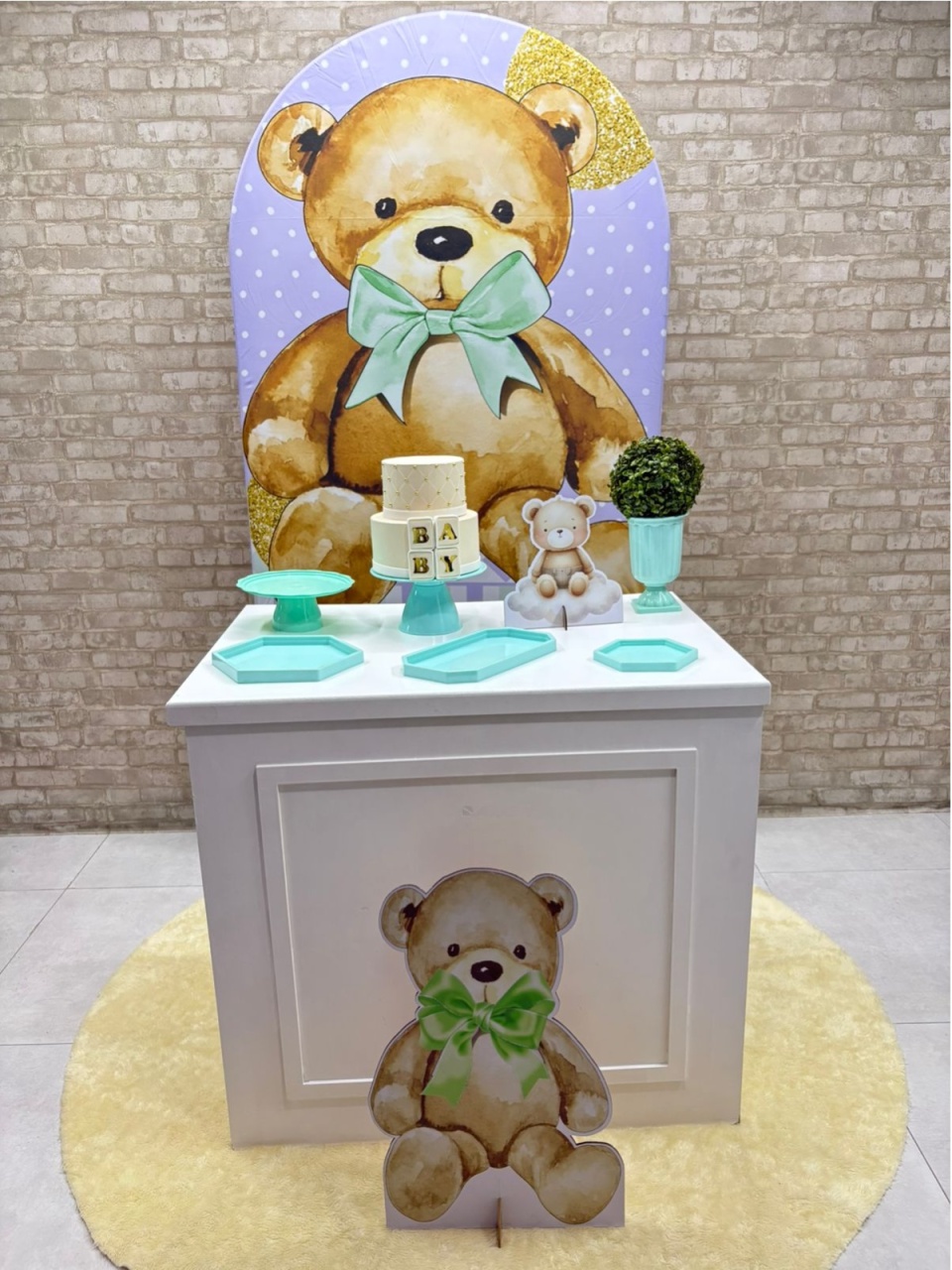 Urso Laço Verde Kit Prata - Iara Maria Arruda da Silva