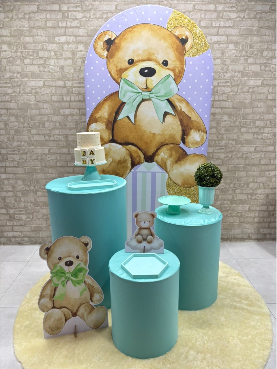 Urso Laço Verde Kit Prata (2) - Iara Maria Arruda da Silva