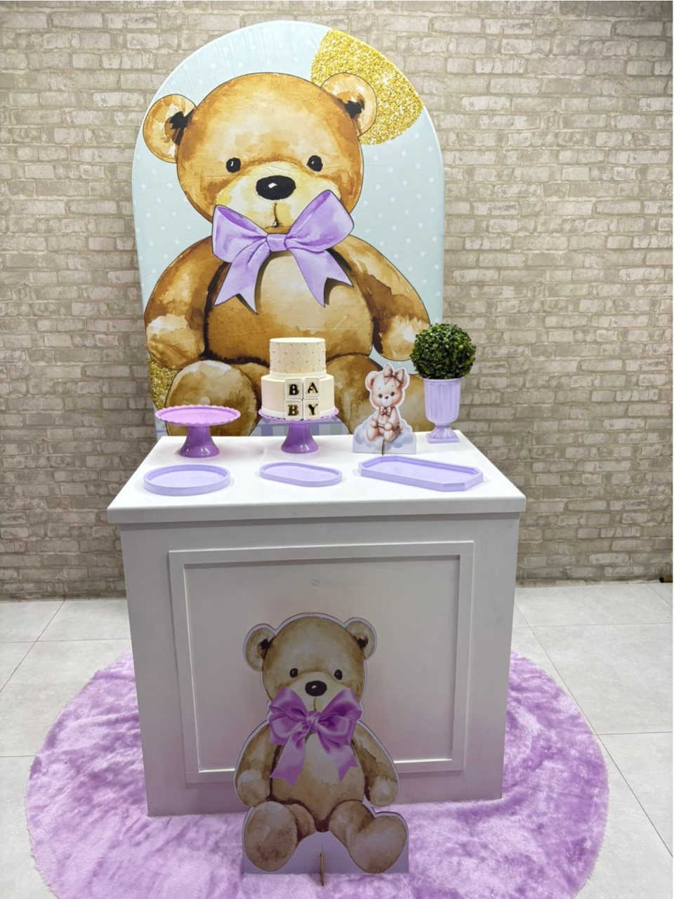 Urso Laço Lilás Kit Prata - Iara Maria Arruda da Silva