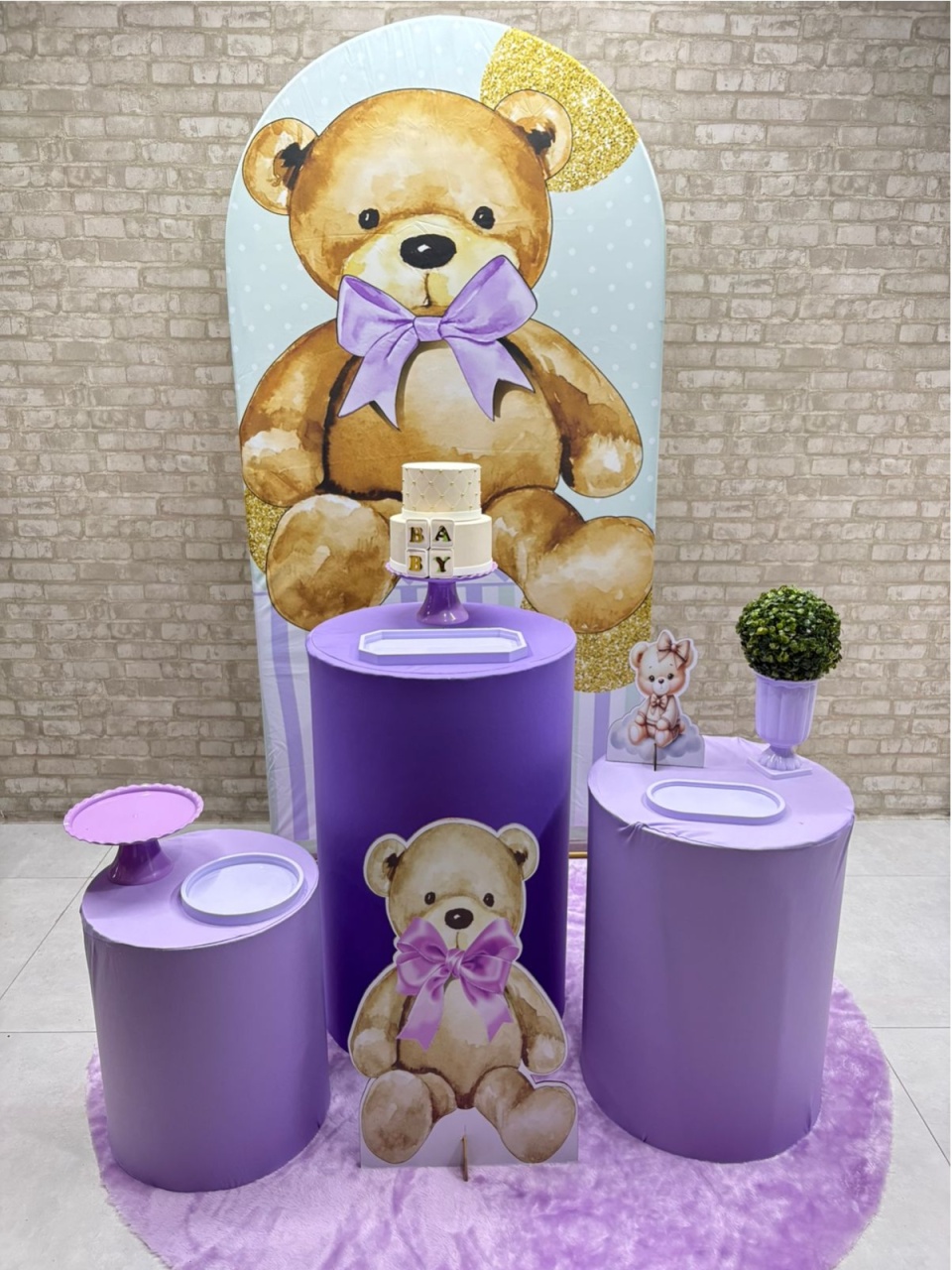 Urso Laço Lilás Kit Prata (1) - Iara Maria Arruda da Silva