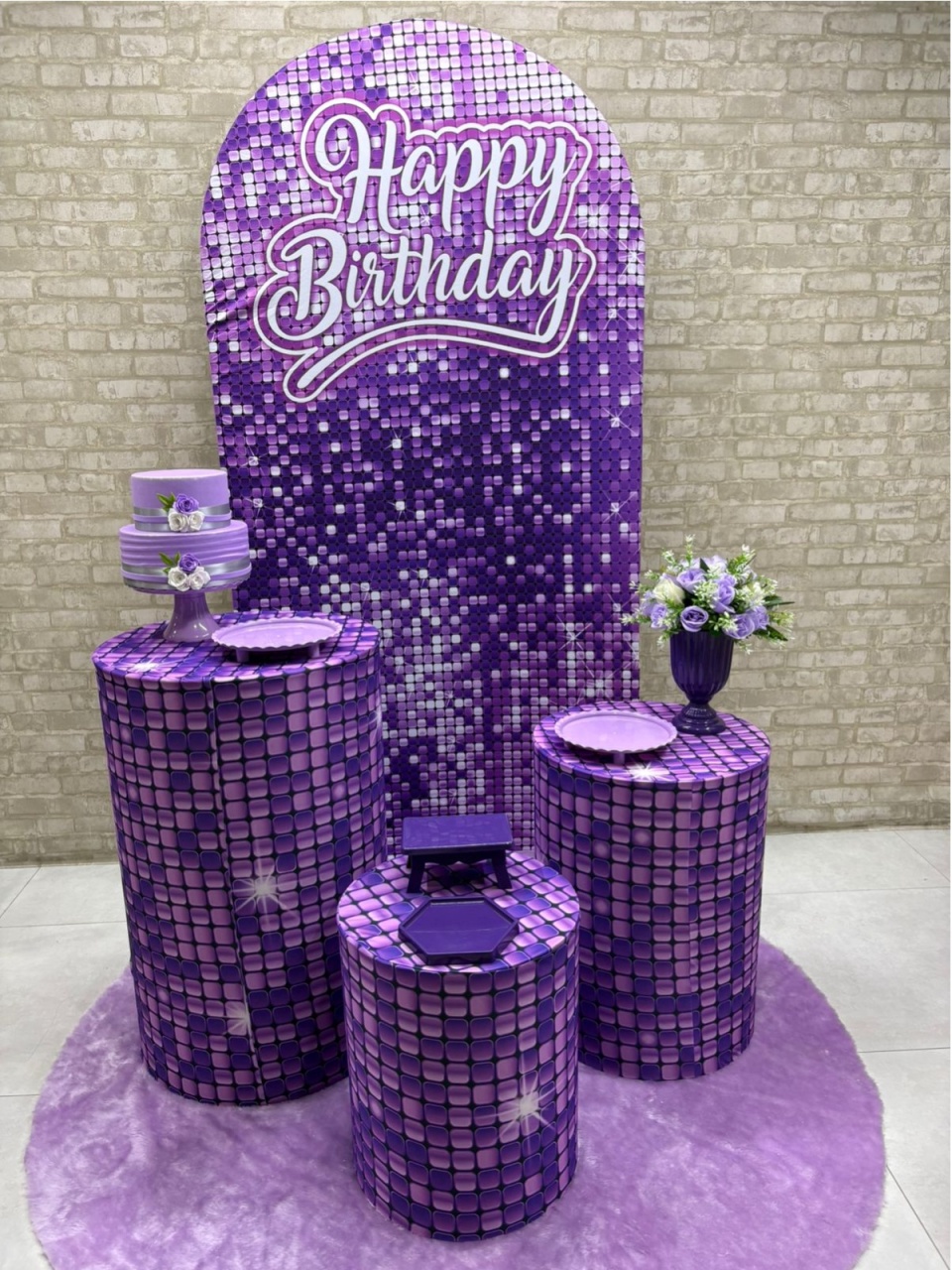 Happy Birthday Lilás Kit Prata - Iara Maria Arruda da Silva