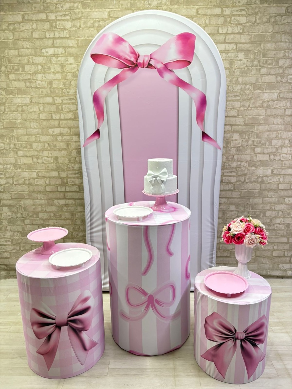 Laço Rosa  Kit Prata     - Iara Maria Arruda da Silva