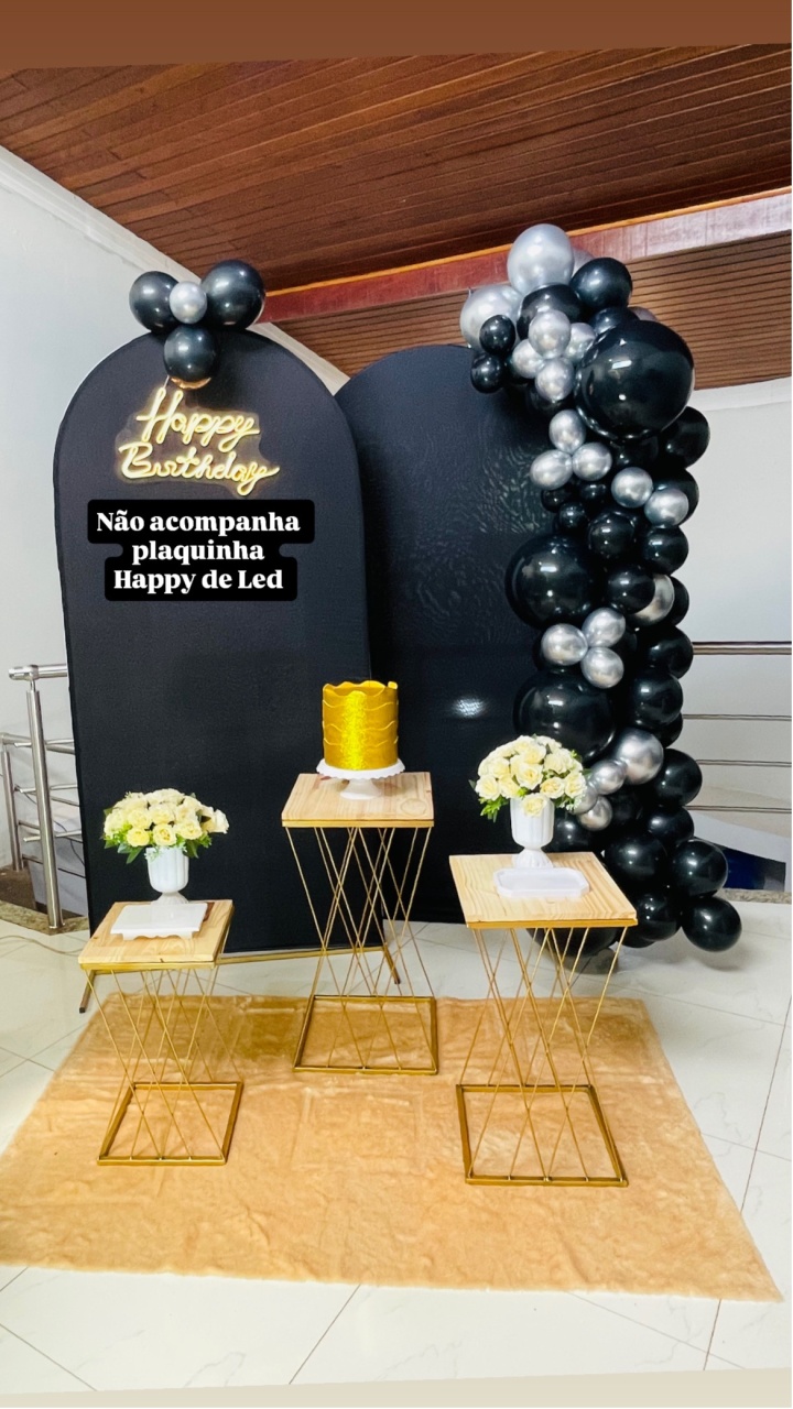 Happy Gala Preto -Kit Duplo M - Pegue E Monte - Pallacius Festas