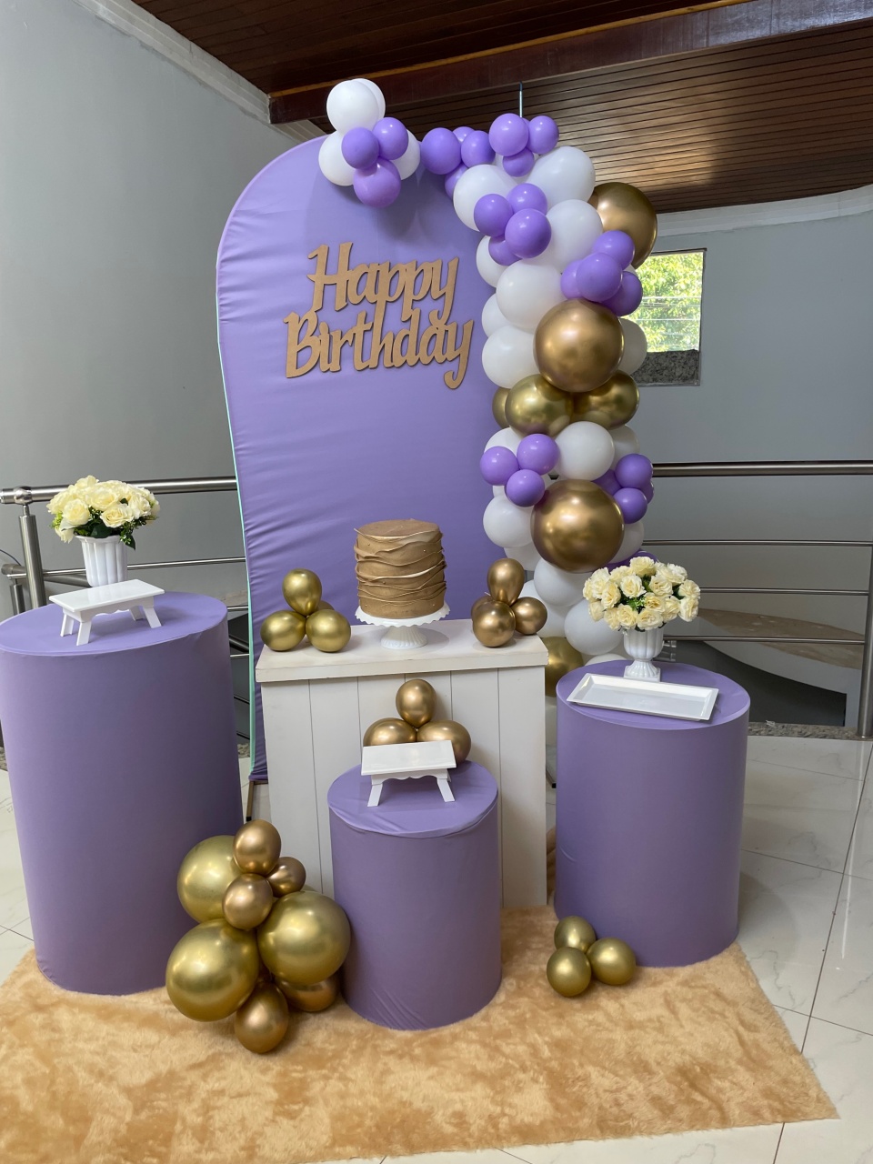  Kit M Happy Birthday Lilas  - Pallacius Festas