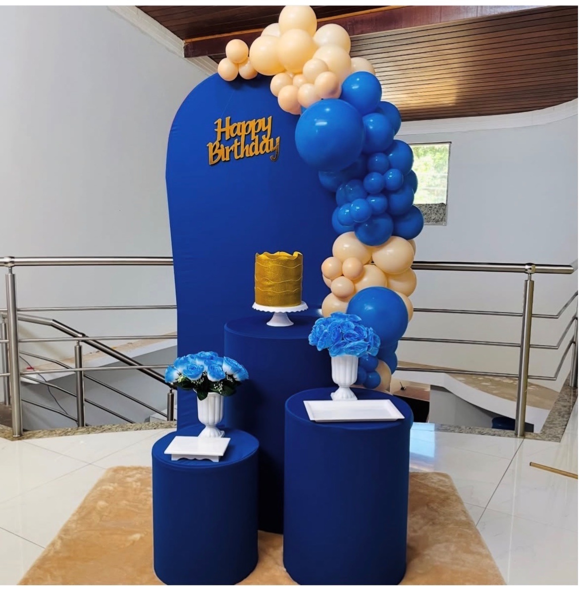Kit P Happy Azul Flores Azuis - Pallacius Festas
