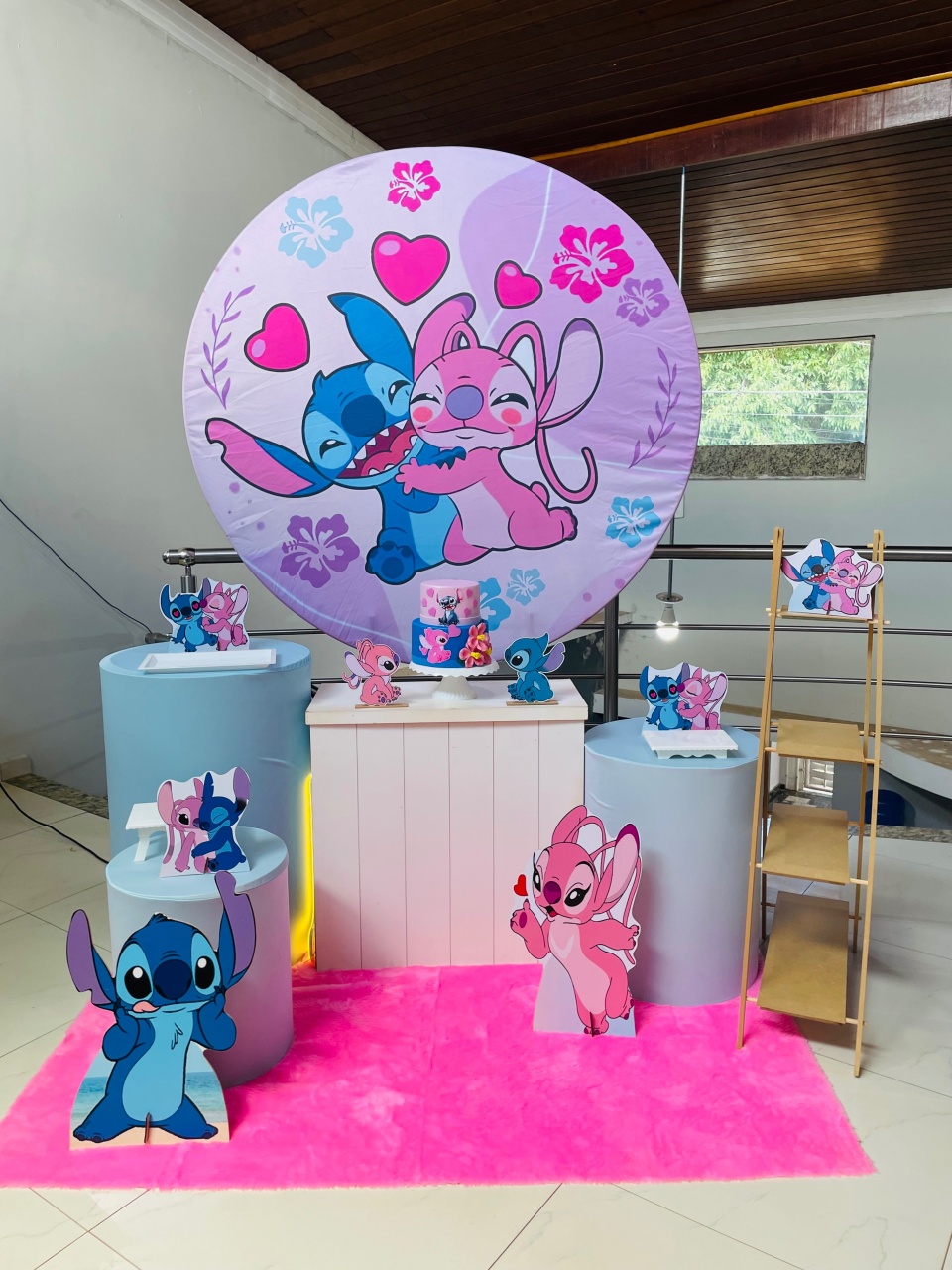 Pegue E Monte Kit M1 Stitch E Angel Com Escadinha  - Pallacius Festas