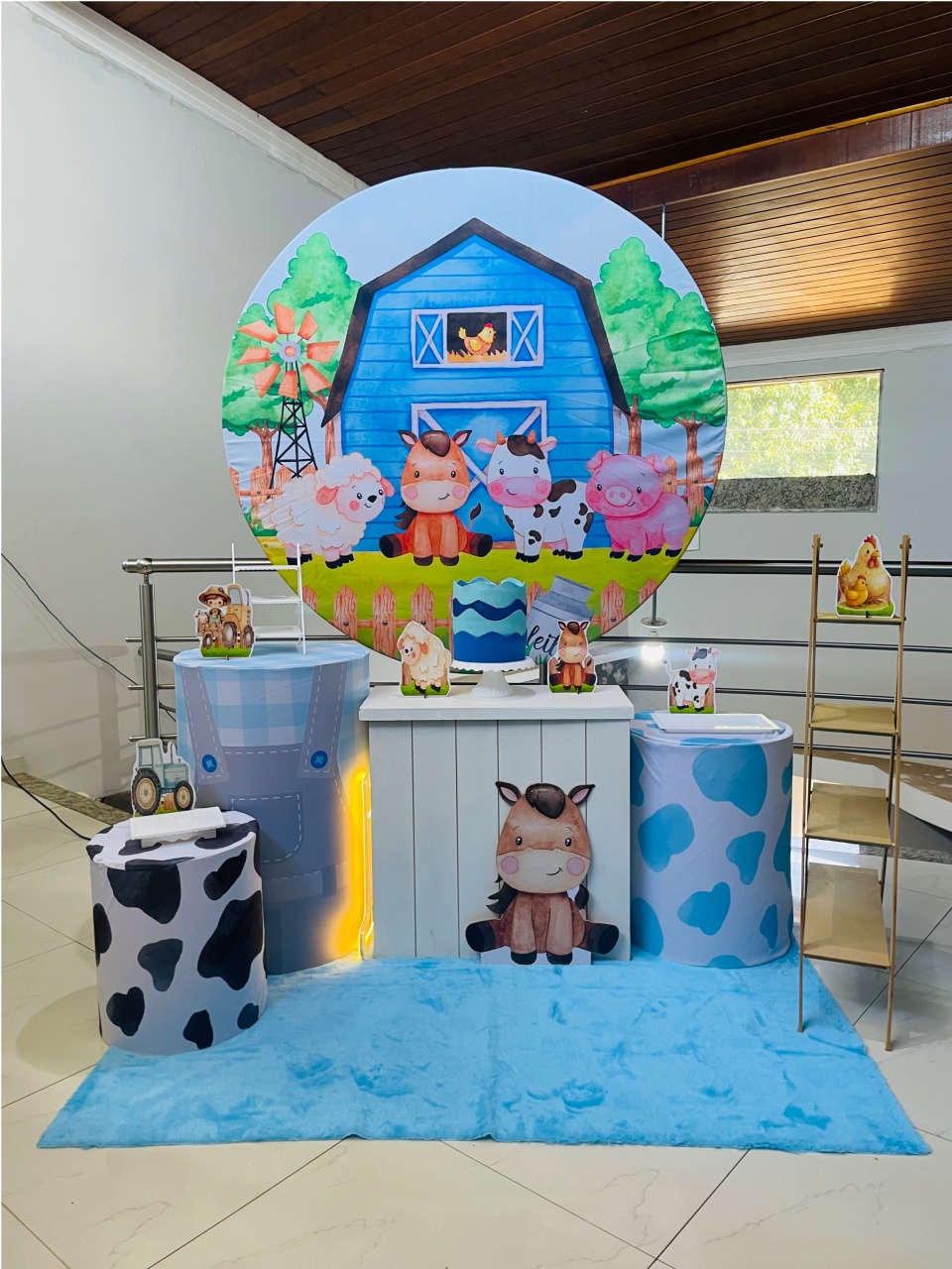 Fazendinha Azul - Kit M1 Com Escadinha- Pegue E Monte - Pallacius Festas