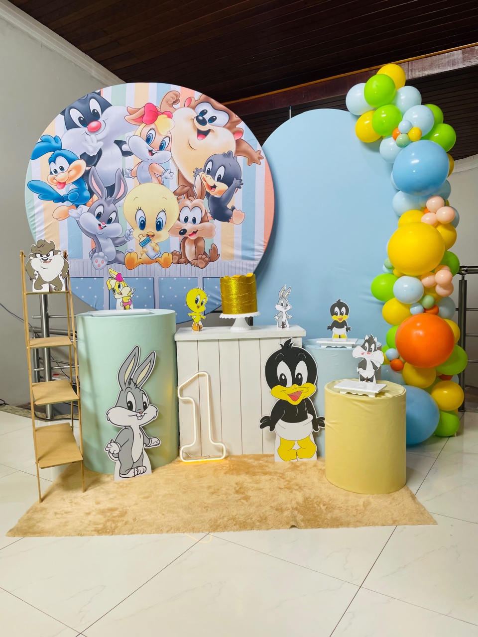 Pegue E Monte Kit G1 Baby Looney Tunes Azul Com Led  - Pallacius Festas