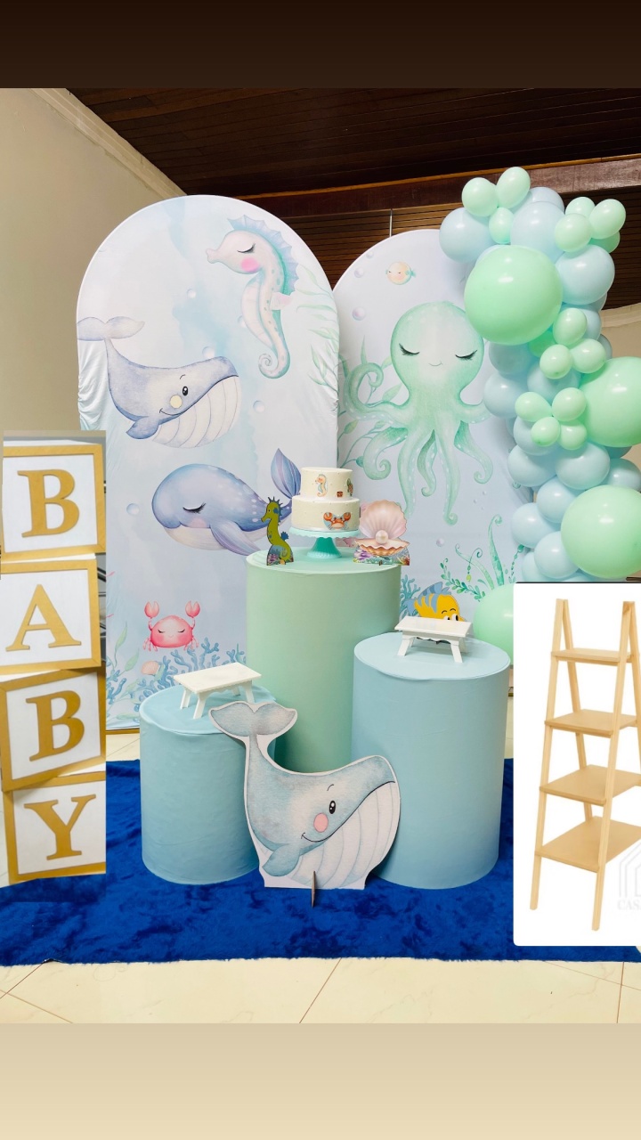 Kit Mm1 Chá de Bebê Fundo Do Mar Com Escadinha - Pallacius Festas
