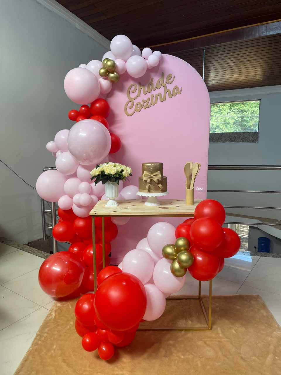 Luxo Kit Pp1 de Chá de Cozinha Rosa Bebe (Mesa de Ferro) - Pallacius Festas