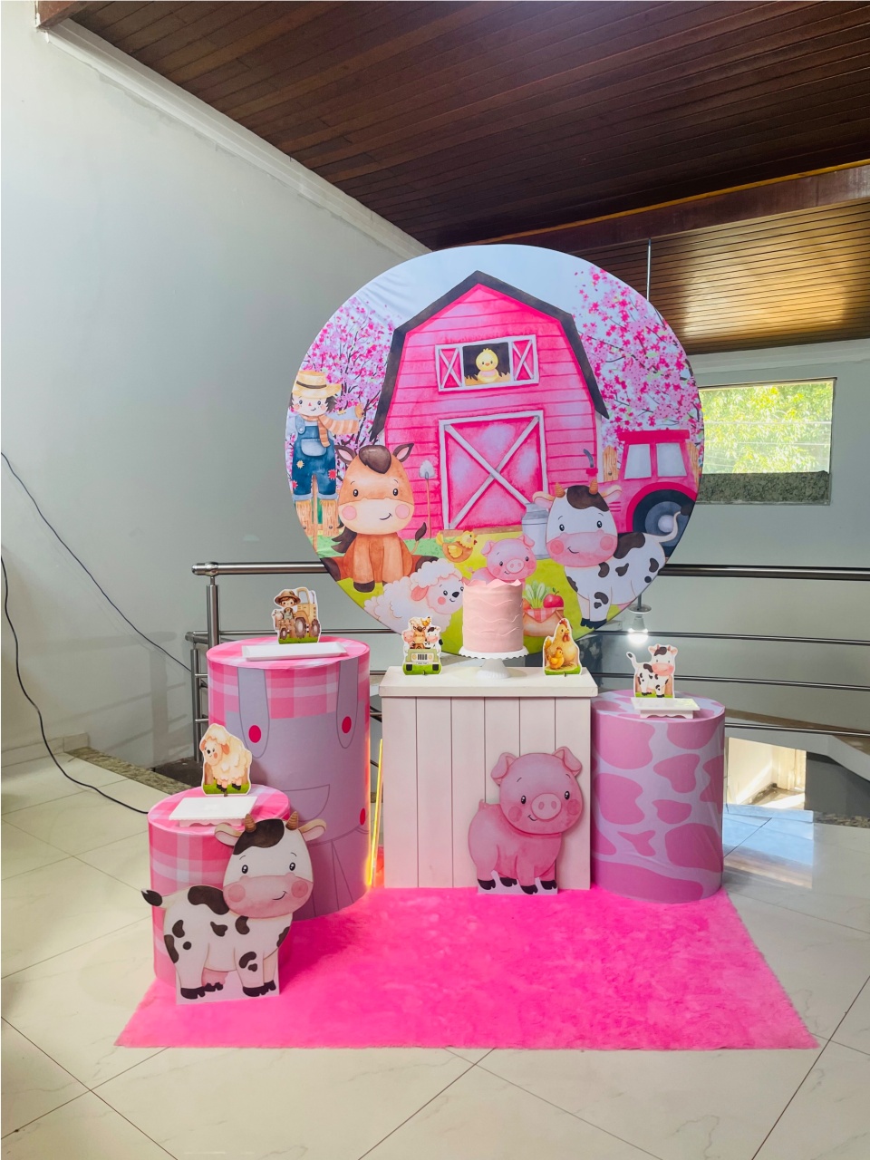Fazendinha Rosa 2 - Kit M Com Escadinha - Pegue E Monte - Pallacius Festas
