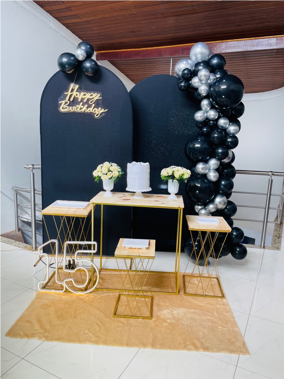 Happy Gala Preto -Kit G4 Happy E Nº de Led - Pegue E Monte - Pallacius Festas