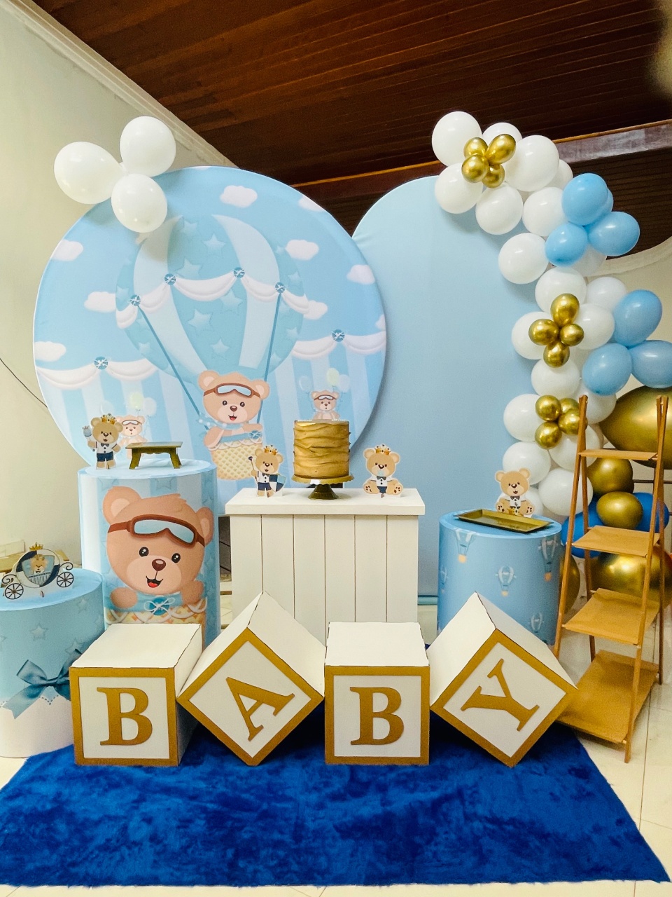 Ursinho Baloeiro Azul Chá de Bebê Kit Gg - Pallacius Festas