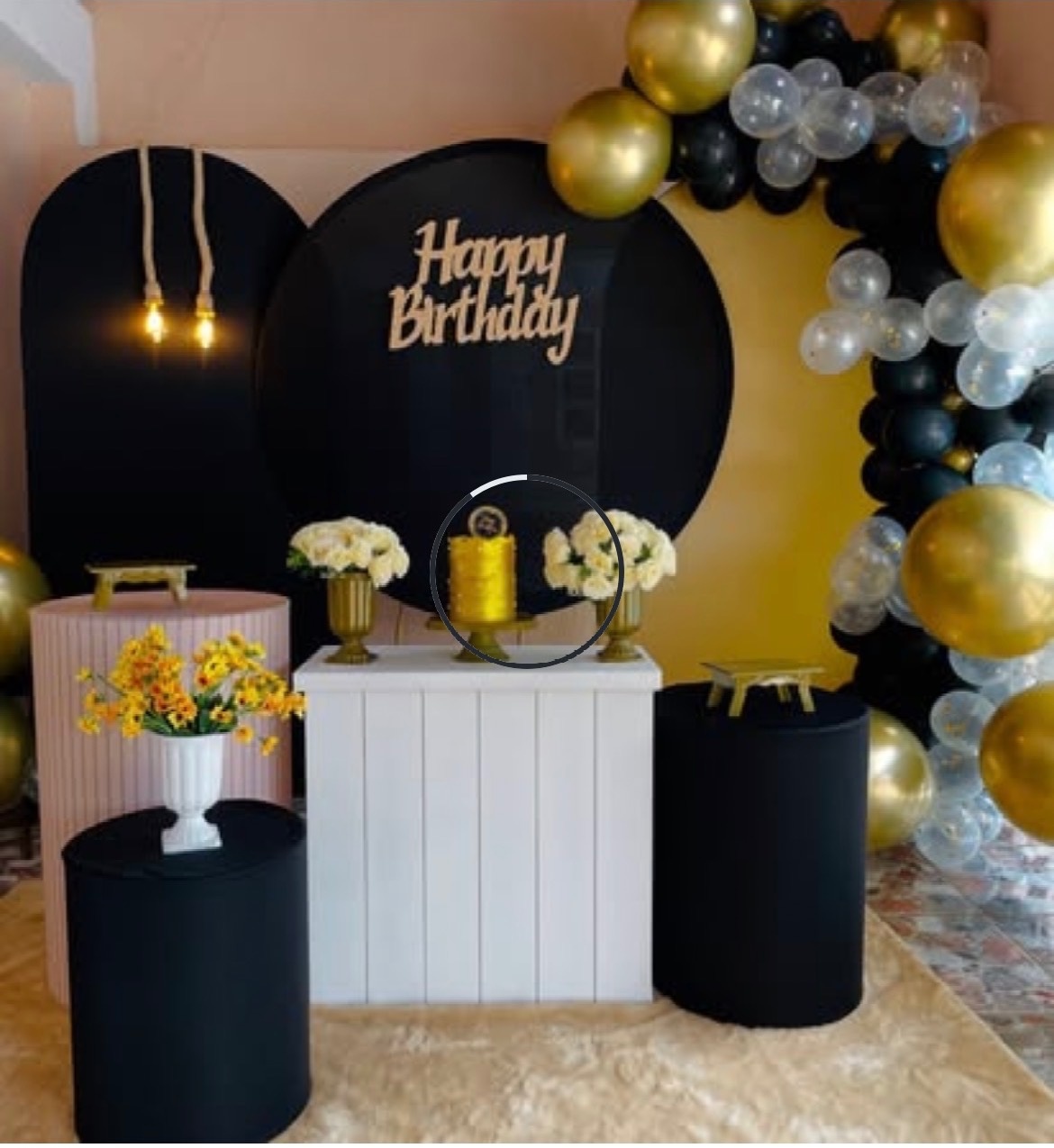 Pegue E Monte Kit Triplo Happy Birthday Preto E Bege - Pallacius Festas