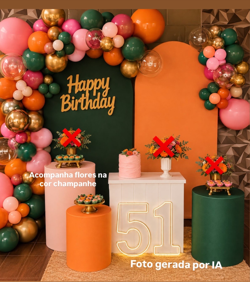 Happy Verde Cacto Com Laranja - Kit G1 Com Led- Pegue E Monte - Pallacius Festas
