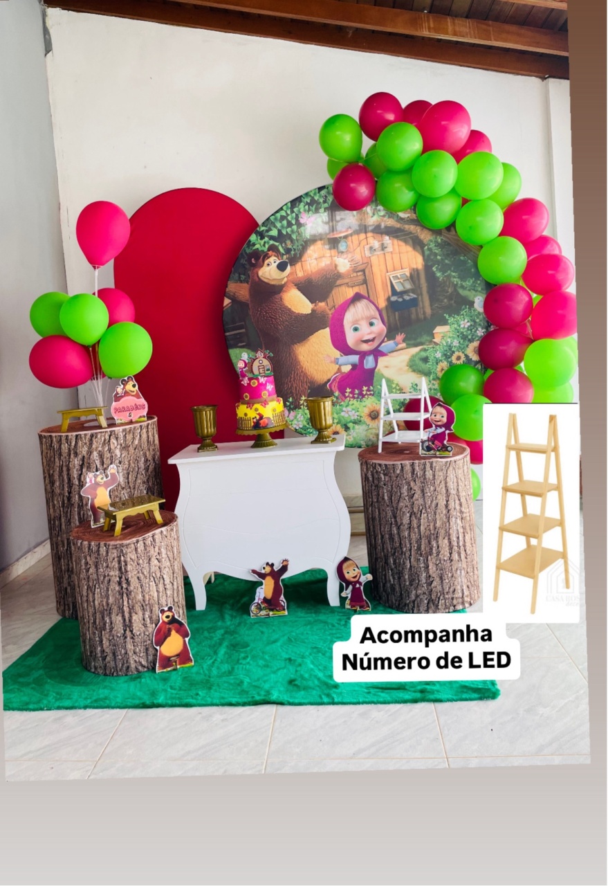 Masha E O Urso - Kit G1 Com Led - Pegue E Monte - Pallacius Festas
