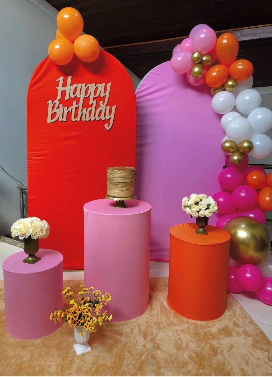 Kit Mm Happy Birthday Laranja E Rosa Bebe - Pallacius Festas