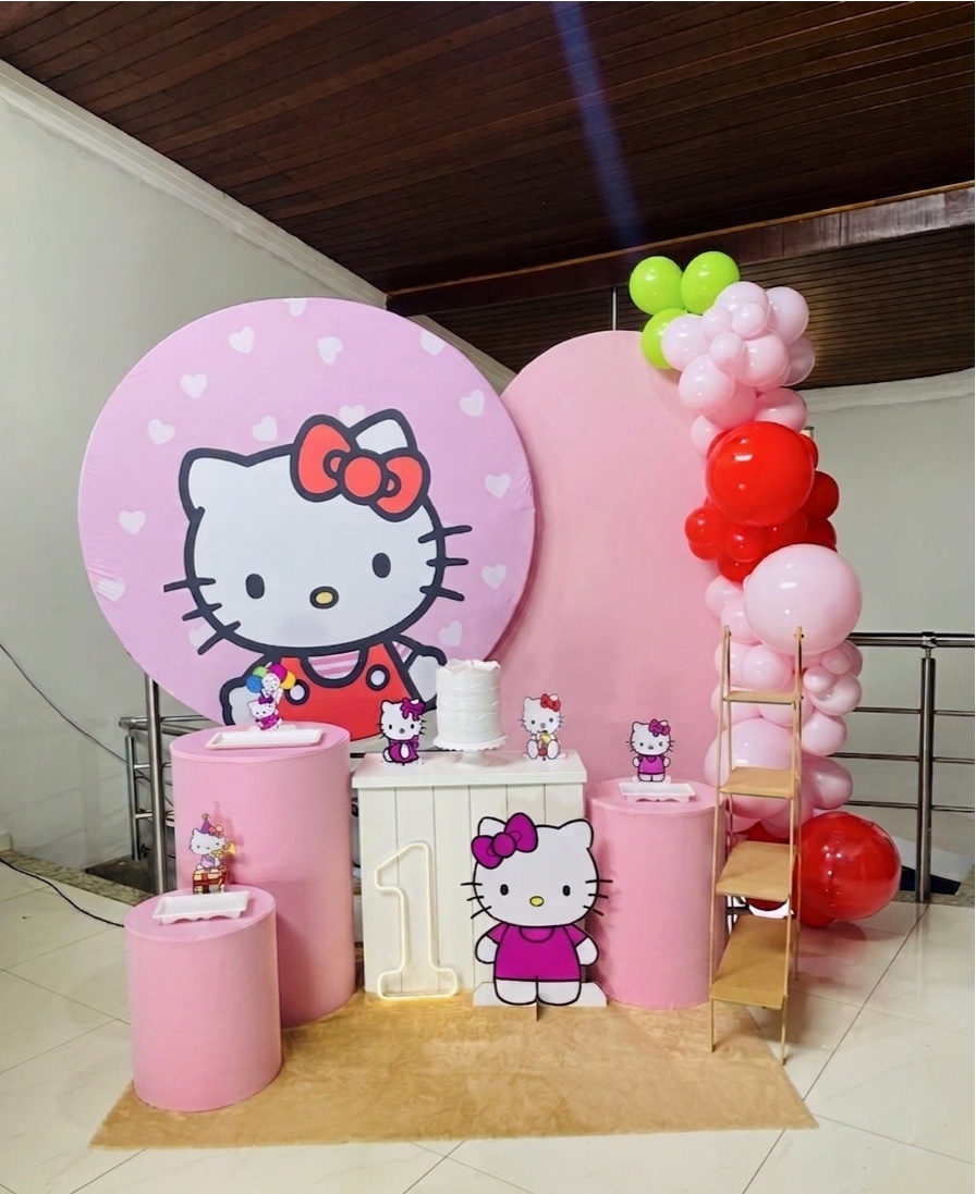 Hello Kitty Rostinho Op 2 - Kit G1 Com Led - Pegue E Monte - Pallacius Festas