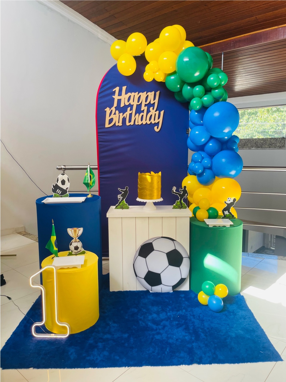 Happy Copa Azul - Kit M Com Led - Pegue E Monte - Pallacius Festas